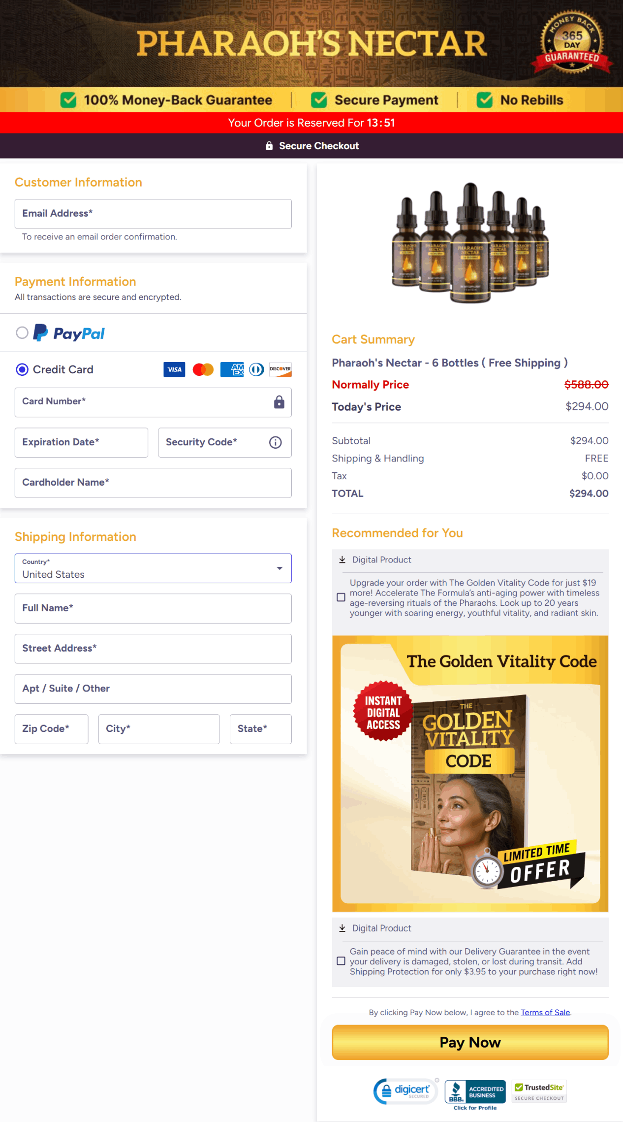 pharaoh's nector secure checkout